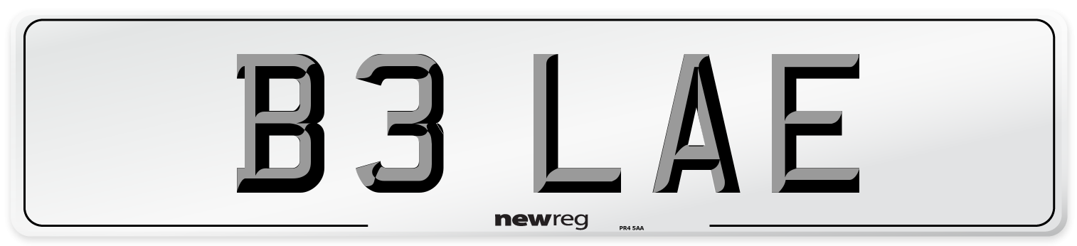 B3 LAE Front Number Plate