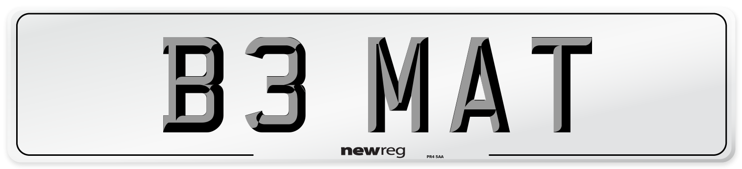 B3 MAT Front Number Plate