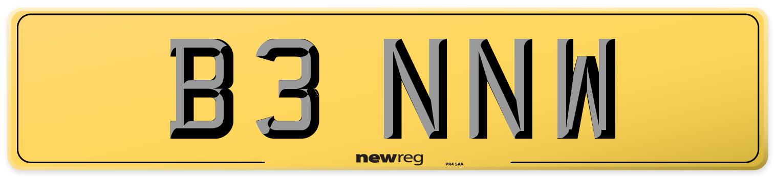 B3 NNW Rear Number Plate