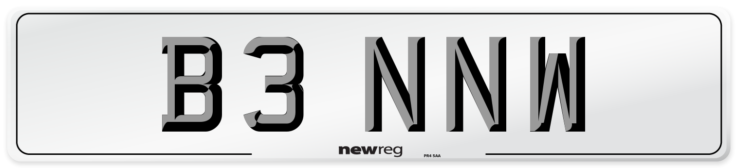 B3 NNW Front Number Plate