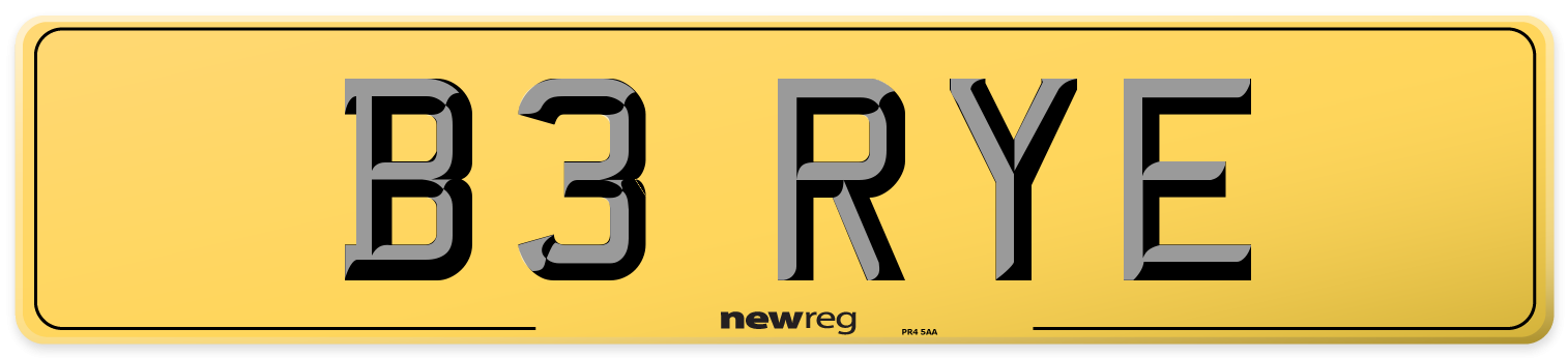 B3 RYE Rear Number Plate