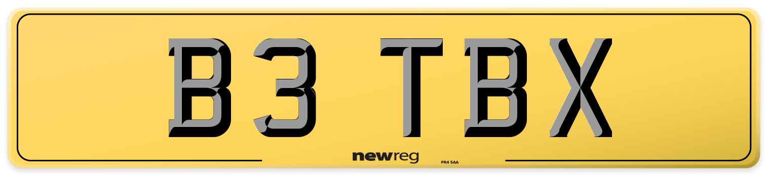 B3 TBX Rear Number Plate