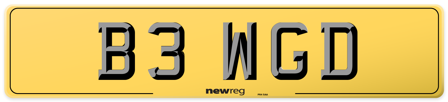 B3 WGD Rear Number Plate