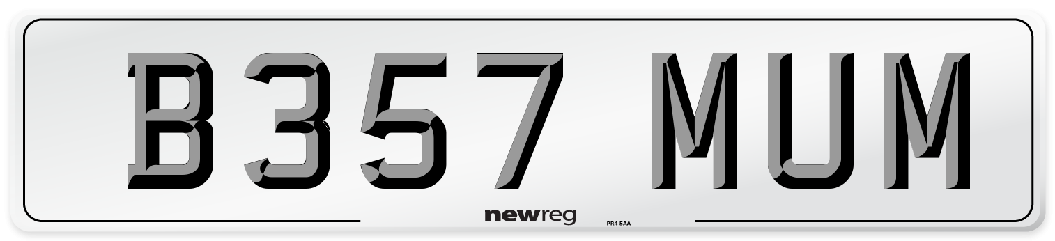 B357 MUM Front Number Plate