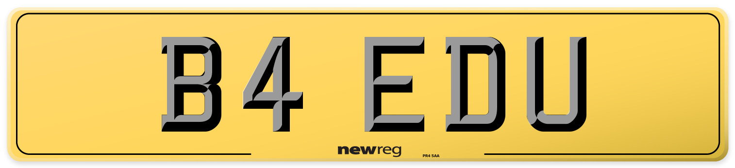 B4 EDU Rear Number Plate
