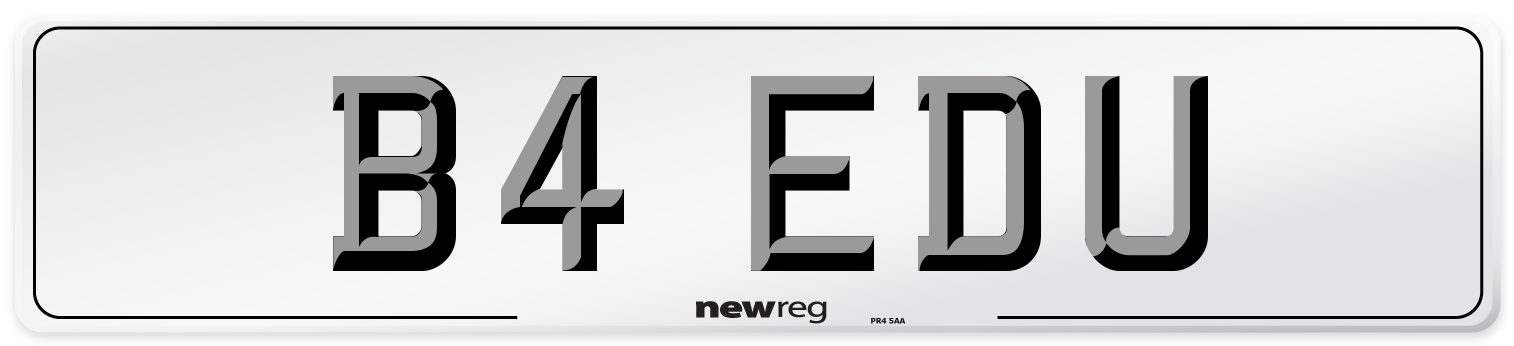 B4 EDU Front Number Plate