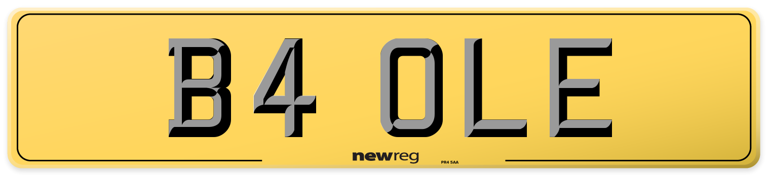 B4 OLE Rear Number Plate