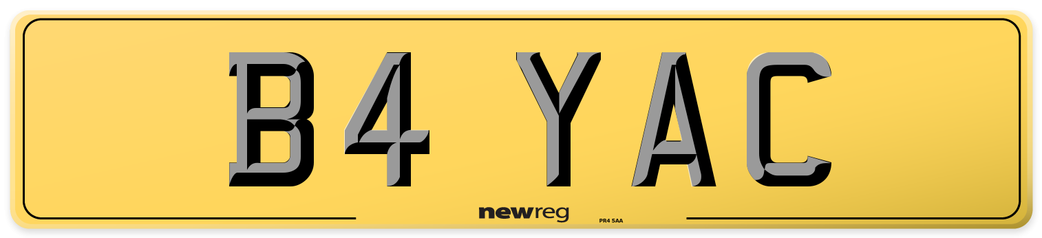 B4 YAC Rear Number Plate