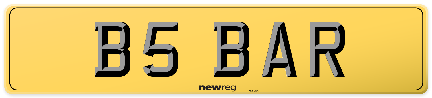 B5 BAR Rear Number Plate