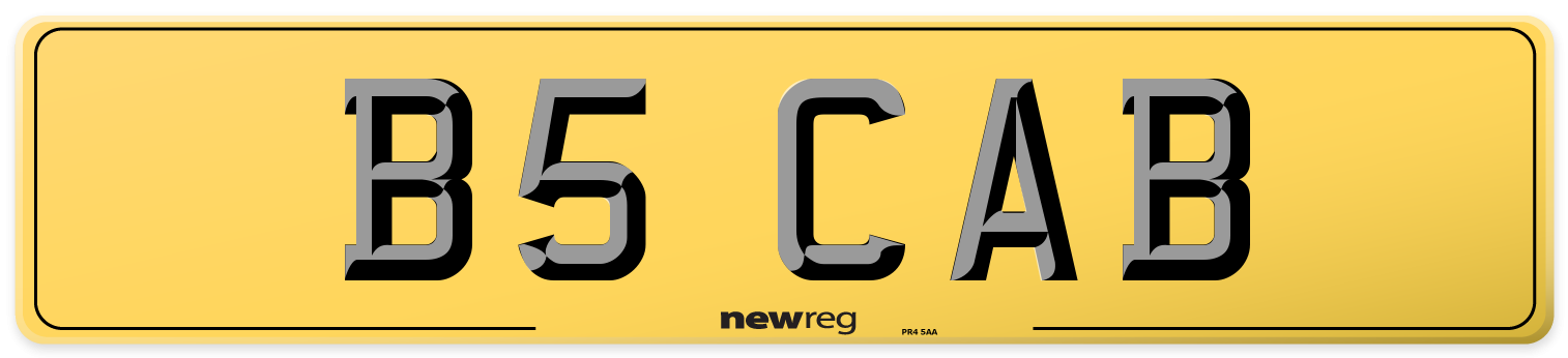 B5 CAB Rear Number Plate