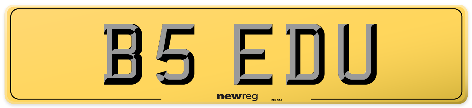 B5 EDU Rear Number Plate