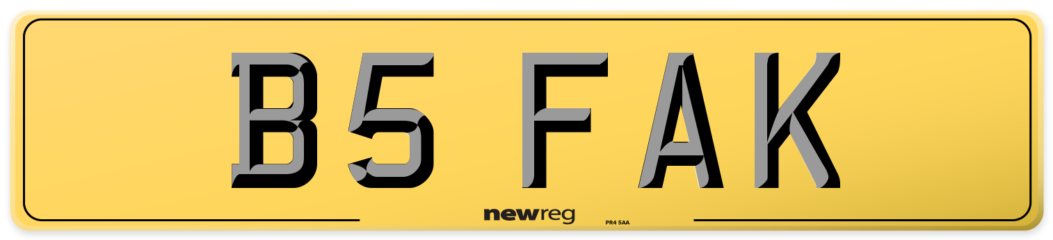 B5 FAK Rear Number Plate
