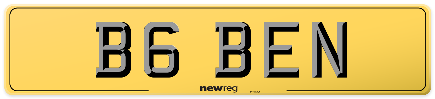 B6 BEN Rear Number Plate