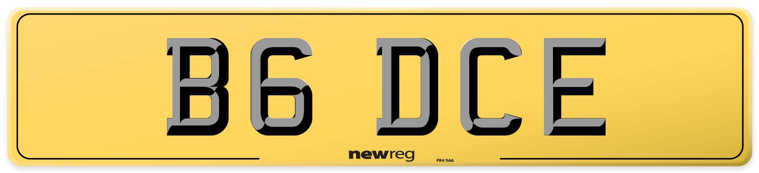 B6 DCE Rear Number Plate