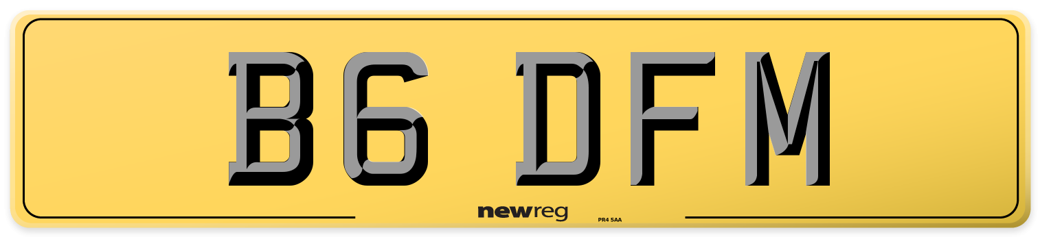 B6 DFM Rear Number Plate