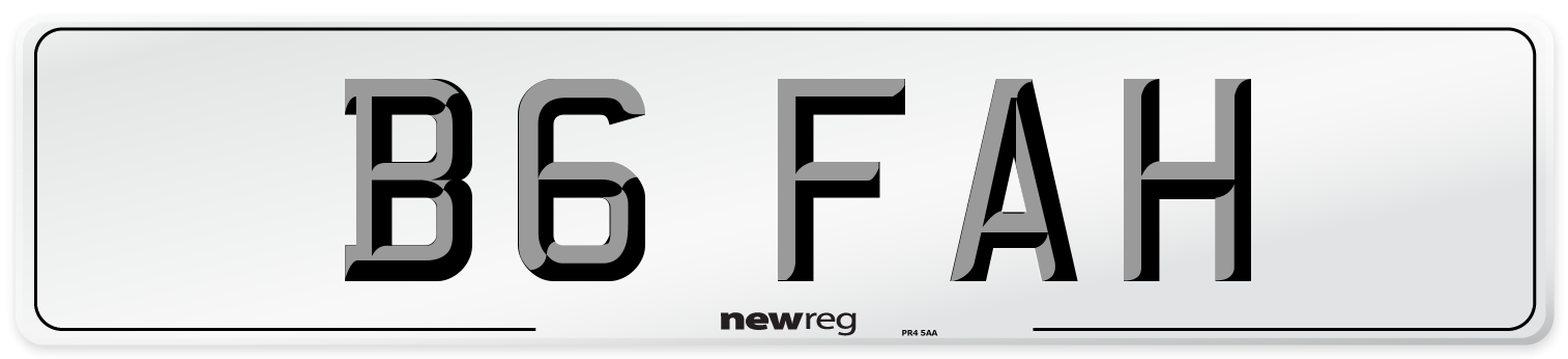 B6 FAH Front Number Plate