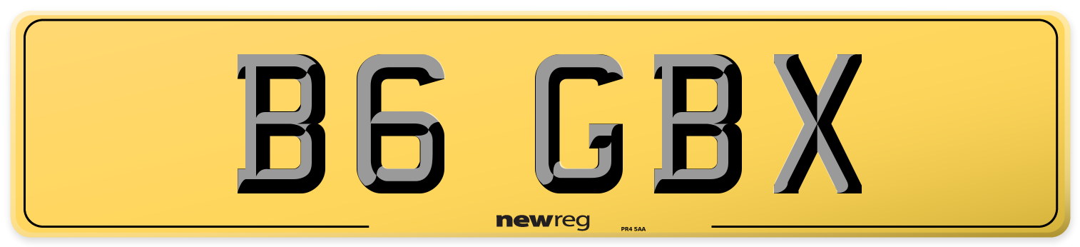 B6 GBX Rear Number Plate