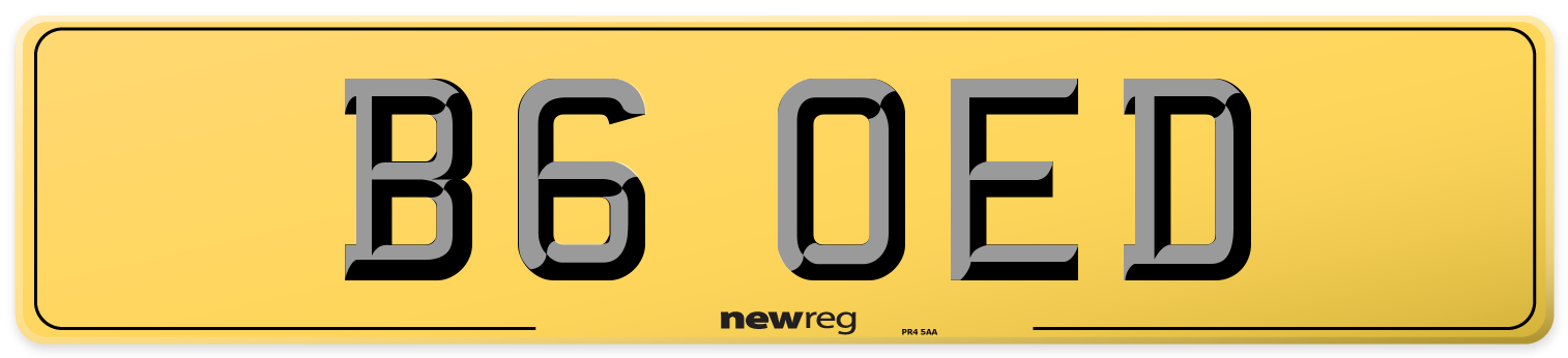 B6 OED Rear Number Plate