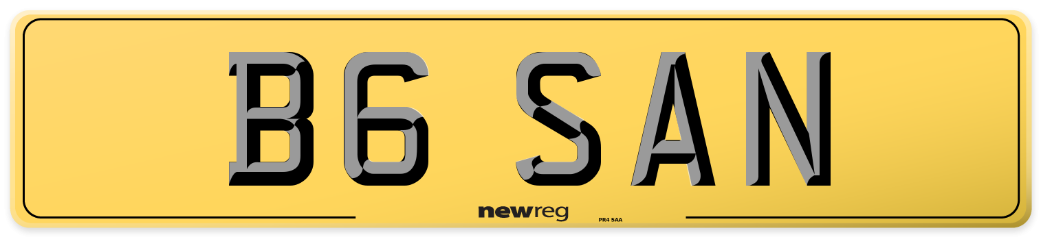 B6 SAN Rear Number Plate
