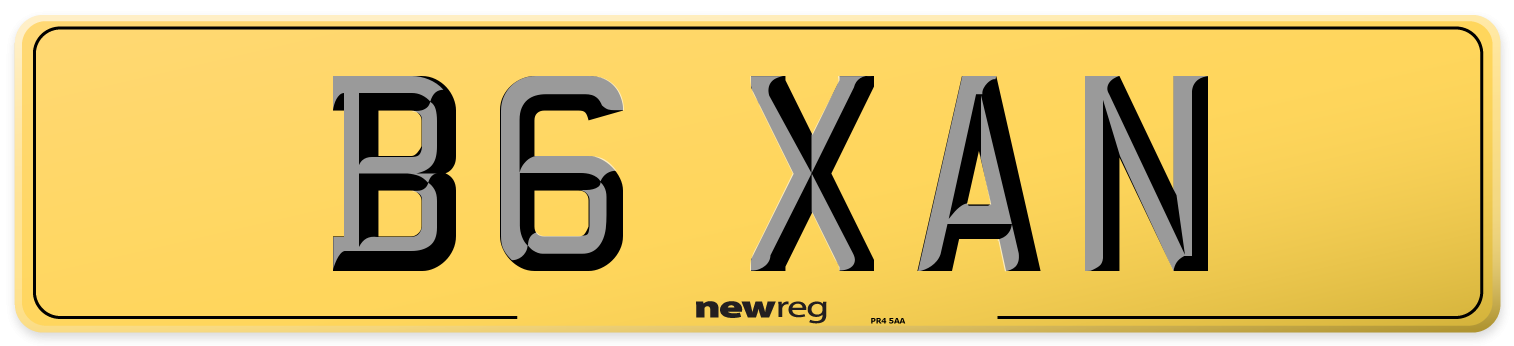 B6 XAN Rear Number Plate