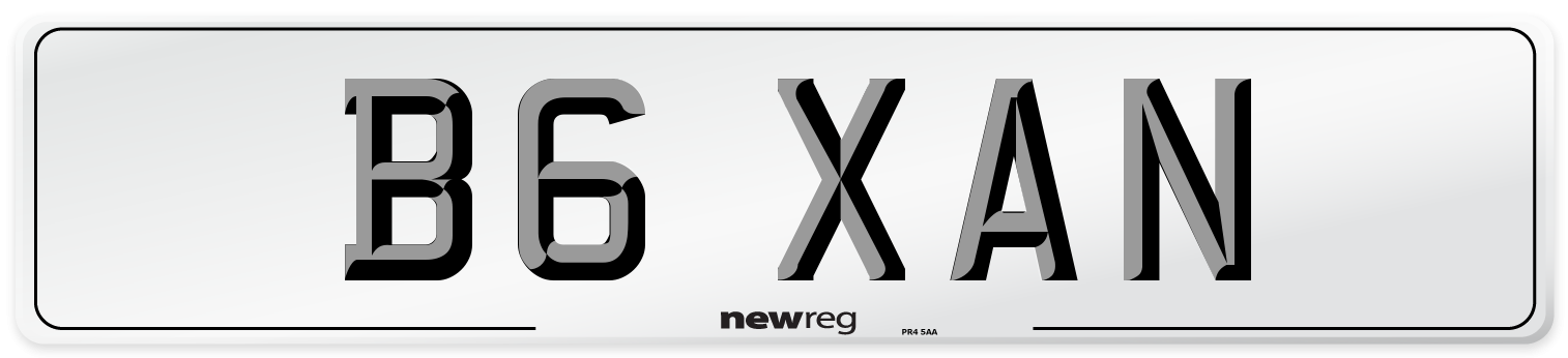 B6 XAN Front Number Plate