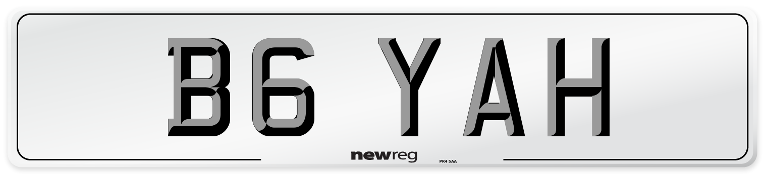 B6 YAH Front Number Plate