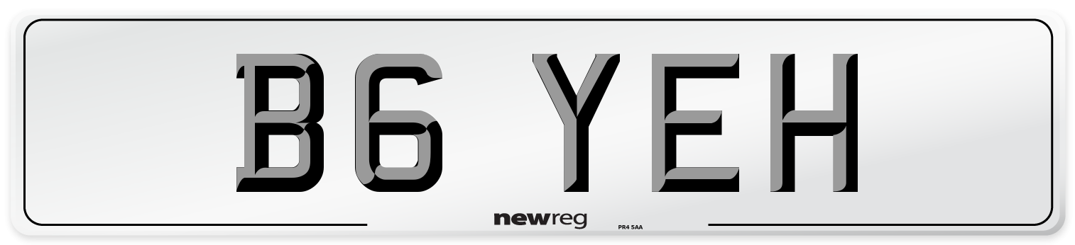 B6 YEH Front Number Plate