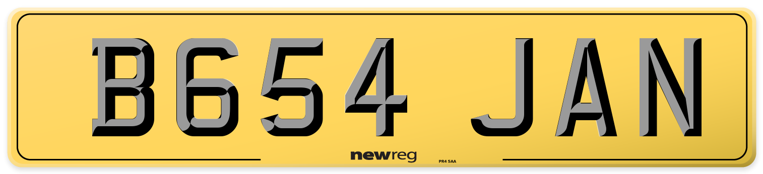 B654 JAN Rear Number Plate