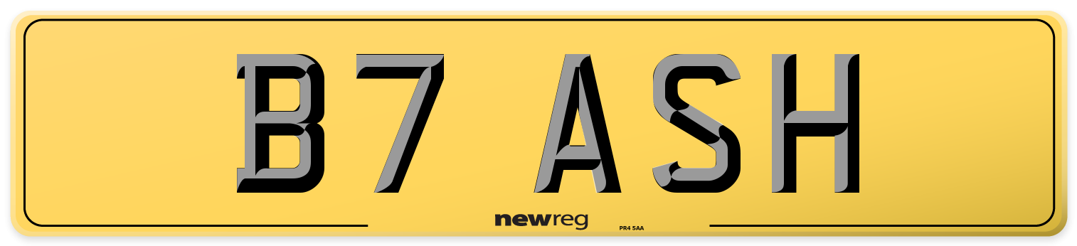 B7 ASH Rear Number Plate
