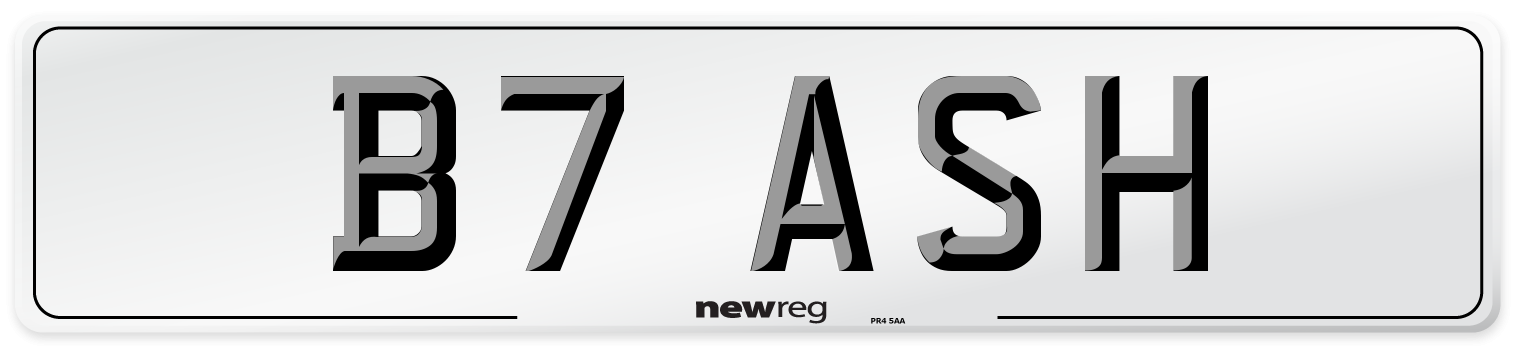 B7 ASH Front Number Plate