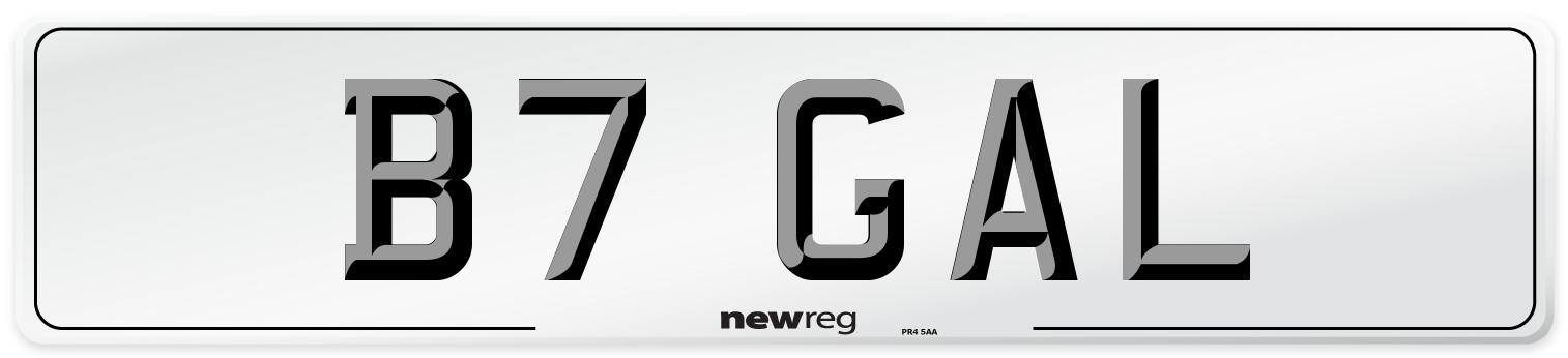 B7 GAL Front Number Plate