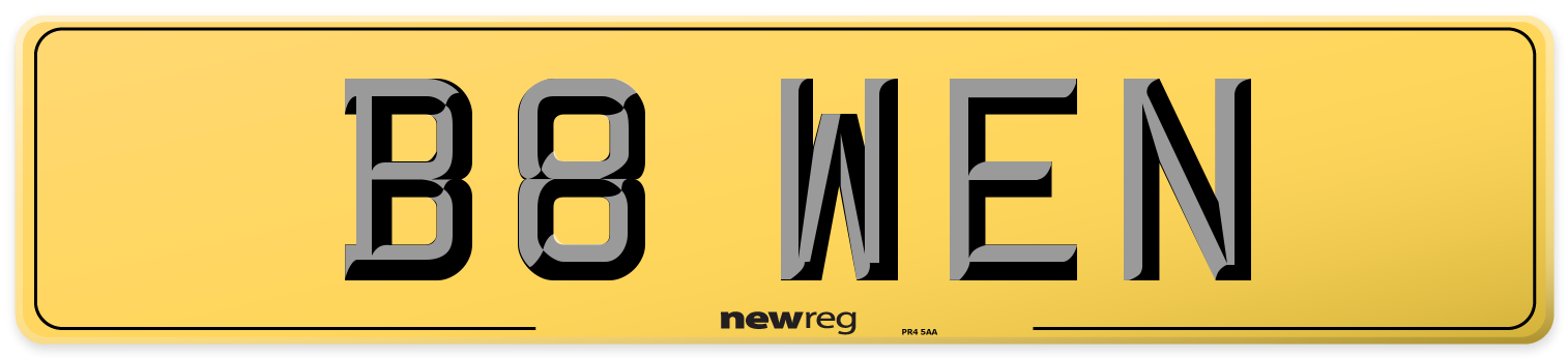 B8 WEN Rear Number Plate
