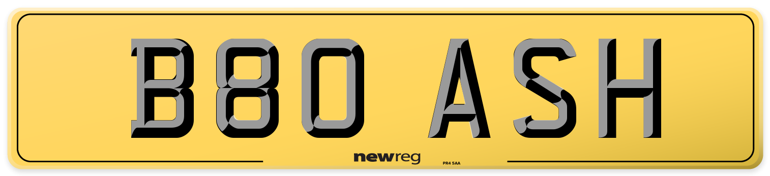 B80 ASH Rear Number Plate