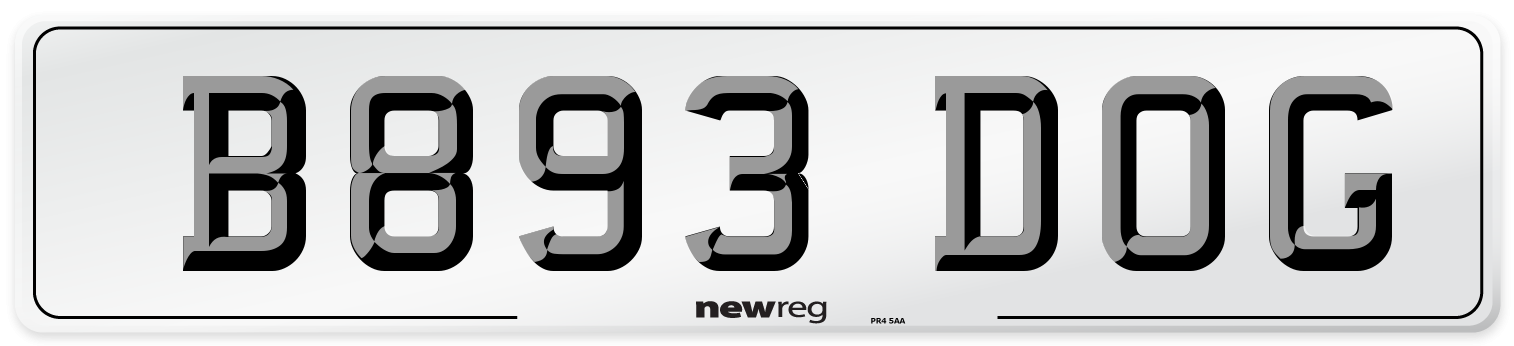 B893 DOG Front Number Plate