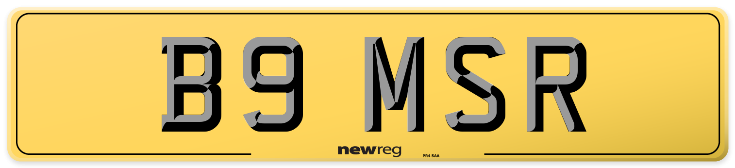 B9 MSR Rear Number Plate