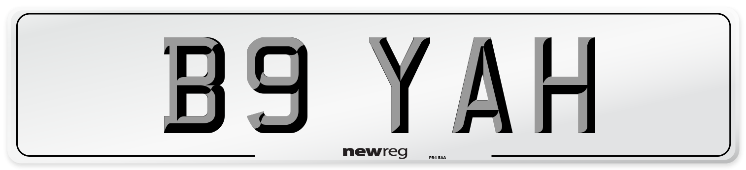B9 YAH Front Number Plate
