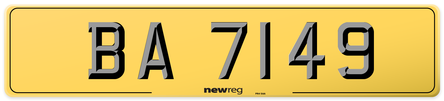 BA 7149 Rear Number Plate