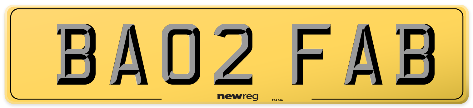 BA02 FAB Rear Number Plate