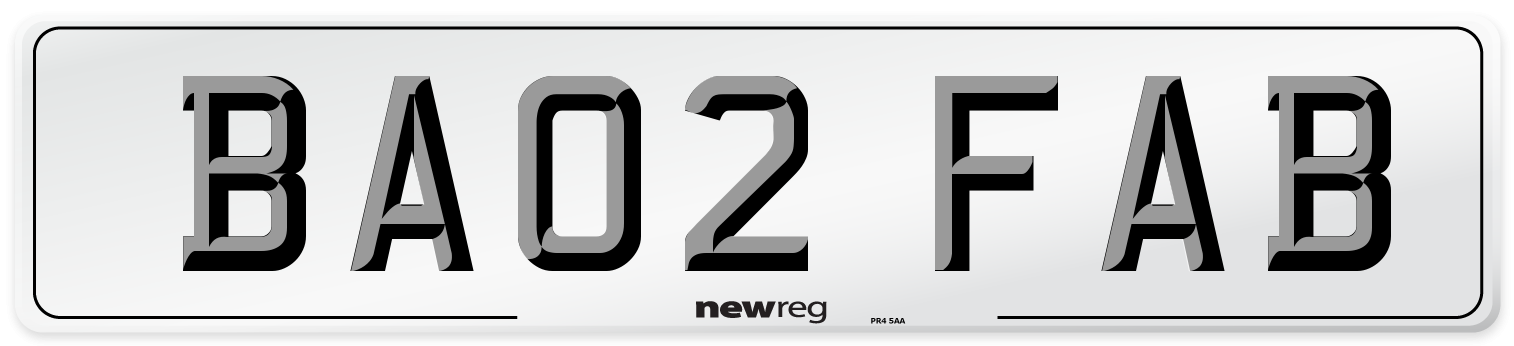 BA02 FAB Front Number Plate