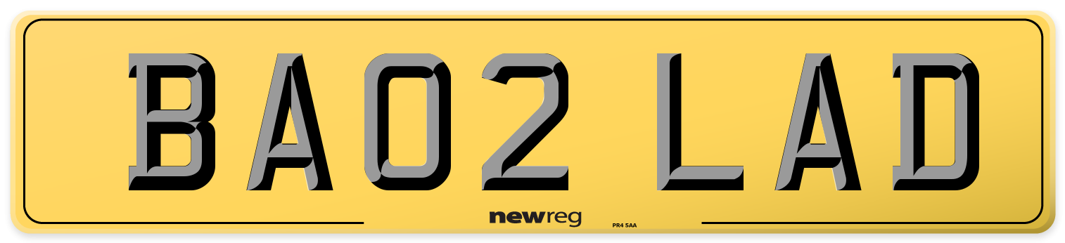 BA02 LAD Rear Number Plate