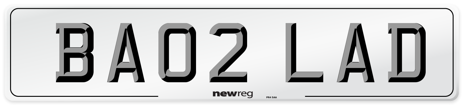 BA02 LAD Front Number Plate