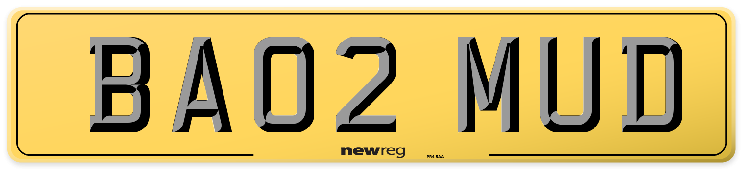 BA02 MUD Rear Number Plate