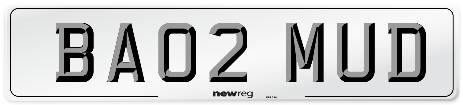 BA02 MUD Front Number Plate