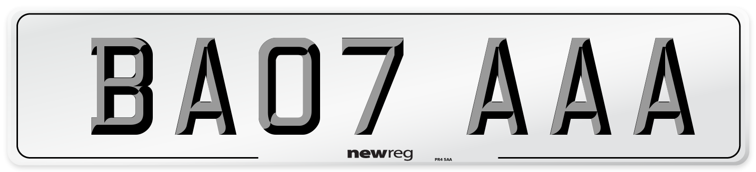 BA07 AAA Front Number Plate