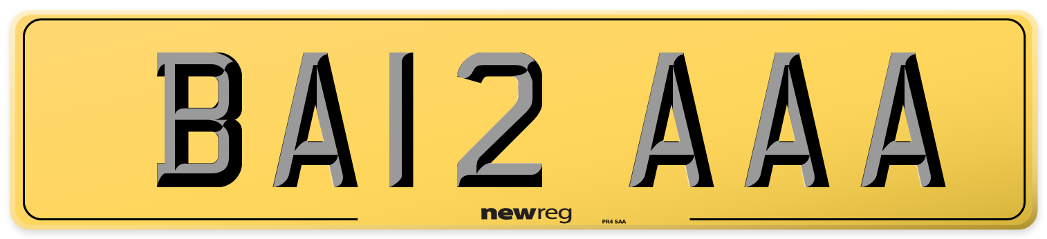 BA12 AAA Rear Number Plate