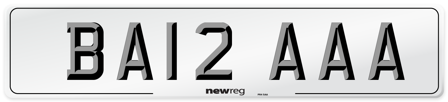 BA12 AAA Front Number Plate
