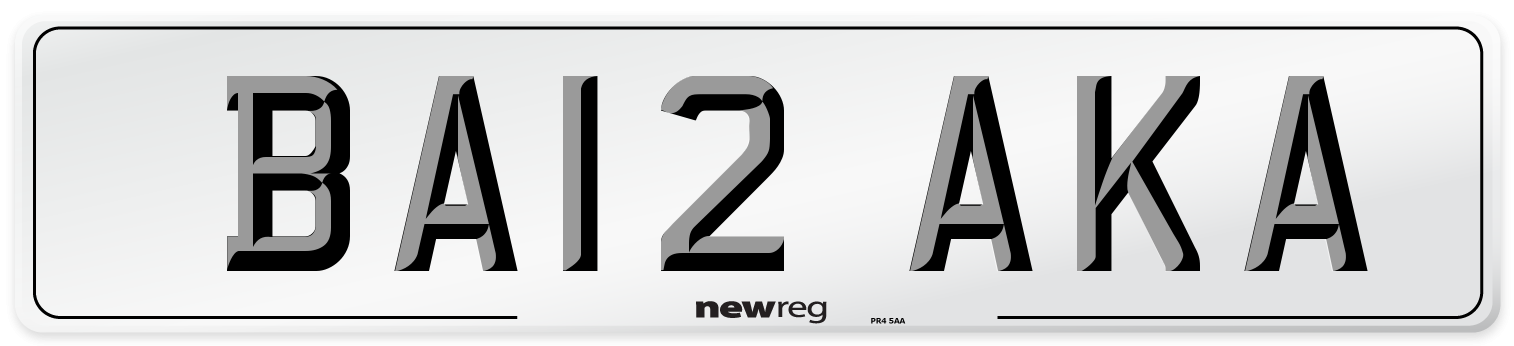 BA12 AKA Front Number Plate