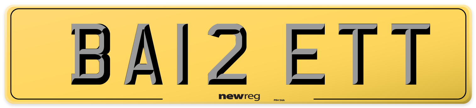 BA12 ETT Rear Number Plate