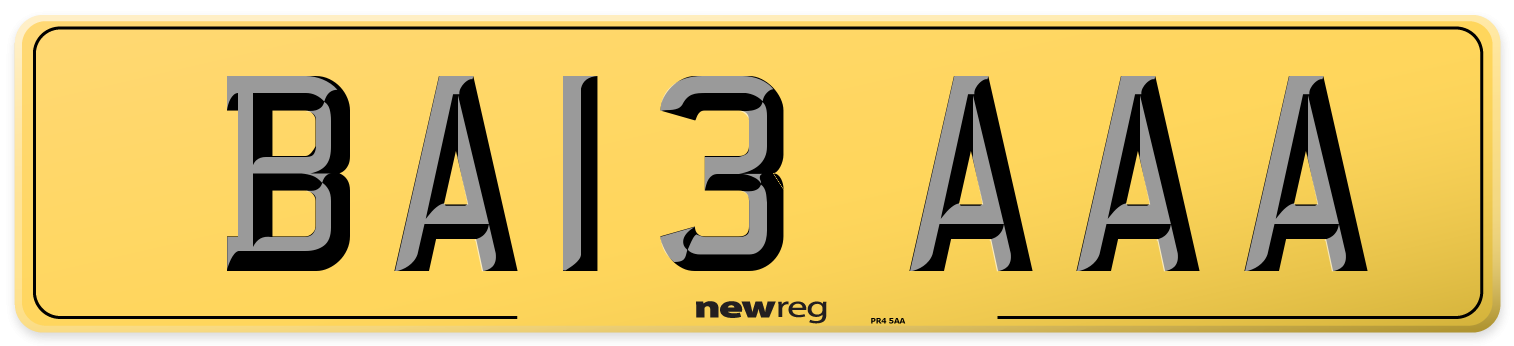 BA13 AAA Rear Number Plate