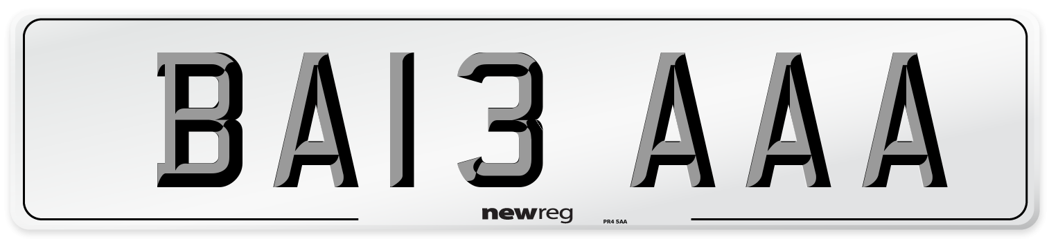 BA13 AAA Front Number Plate
